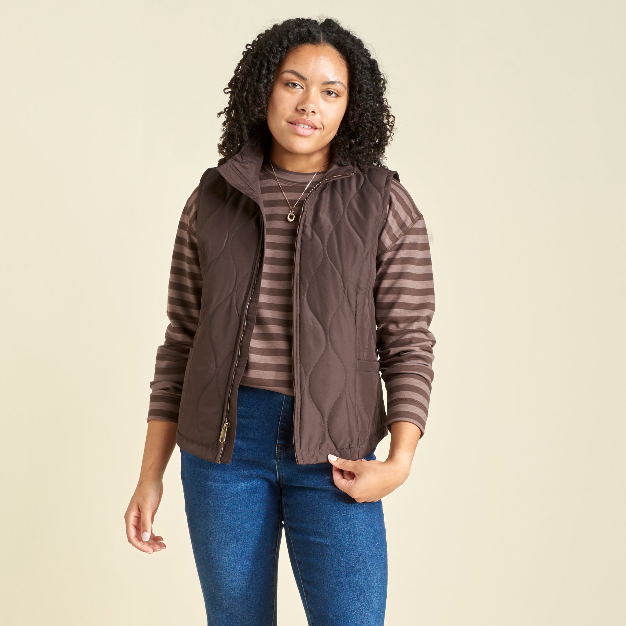 Quilted Zip Front Solid Vest – Christopher & Banks