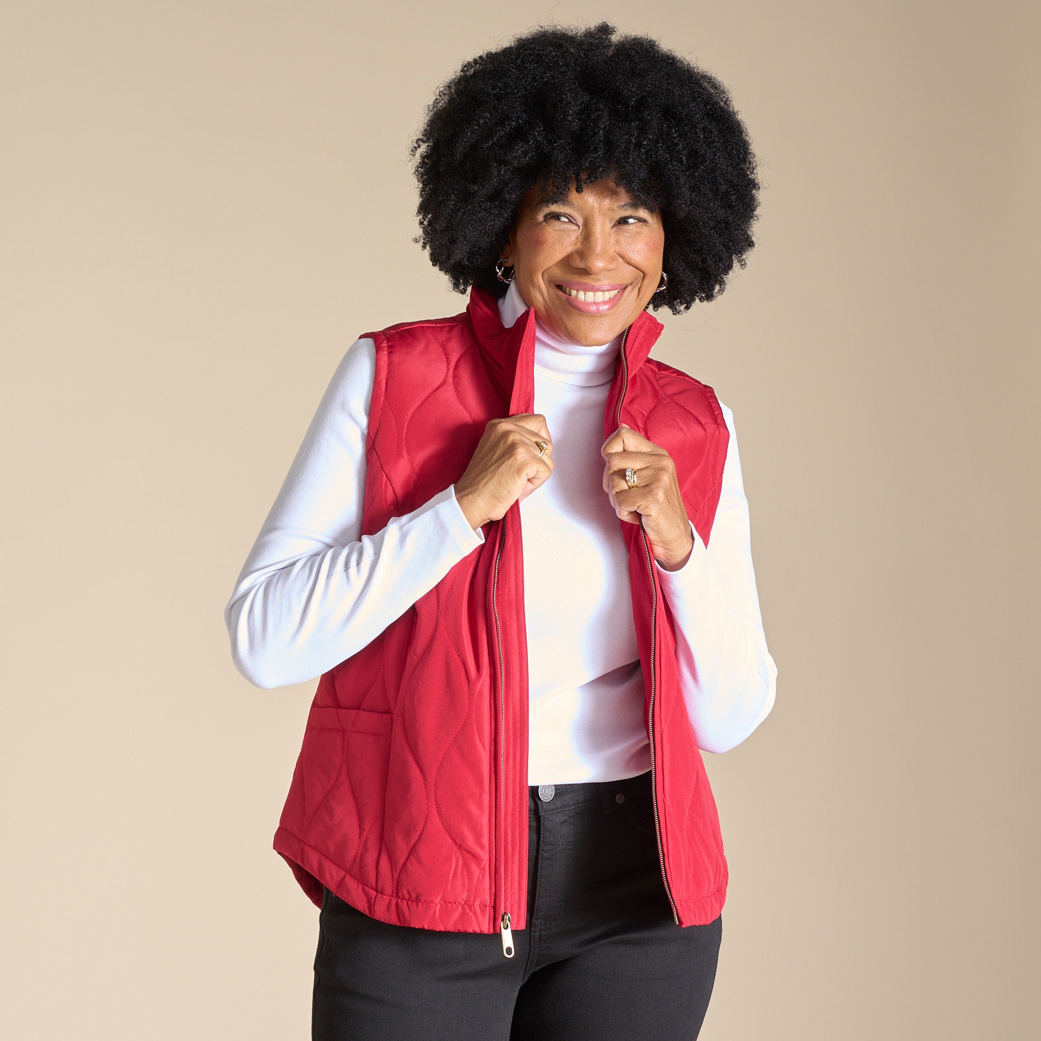 Quilted Zip Front Solid Vest – Christopher & Banks