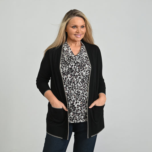 Pull Femme Christopher & Banks – Brodé Main, Fermeture éclair Intégrale, Taille S