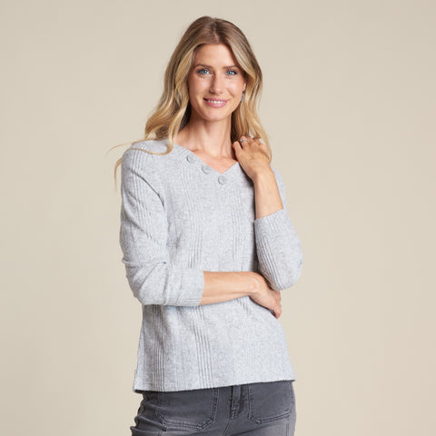Variegated Rib V Neck Top – Christopher & Banks