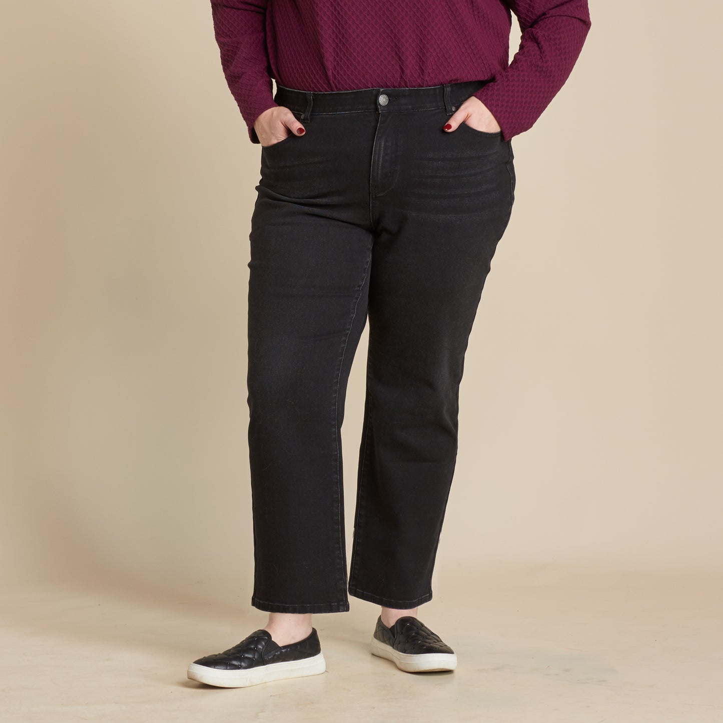 Washed Black Front Detail Women