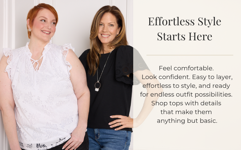 Effortless Style Starts Here: Feel comfortable. Look confident. Easy to layer, effortless to style, and ready for endless outfit possibilities. Shop tops with details that make them anything but basic. Featuring a white floral ruffle top and black flutter eyelet top!