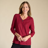 Variegated Rib V Neck Top