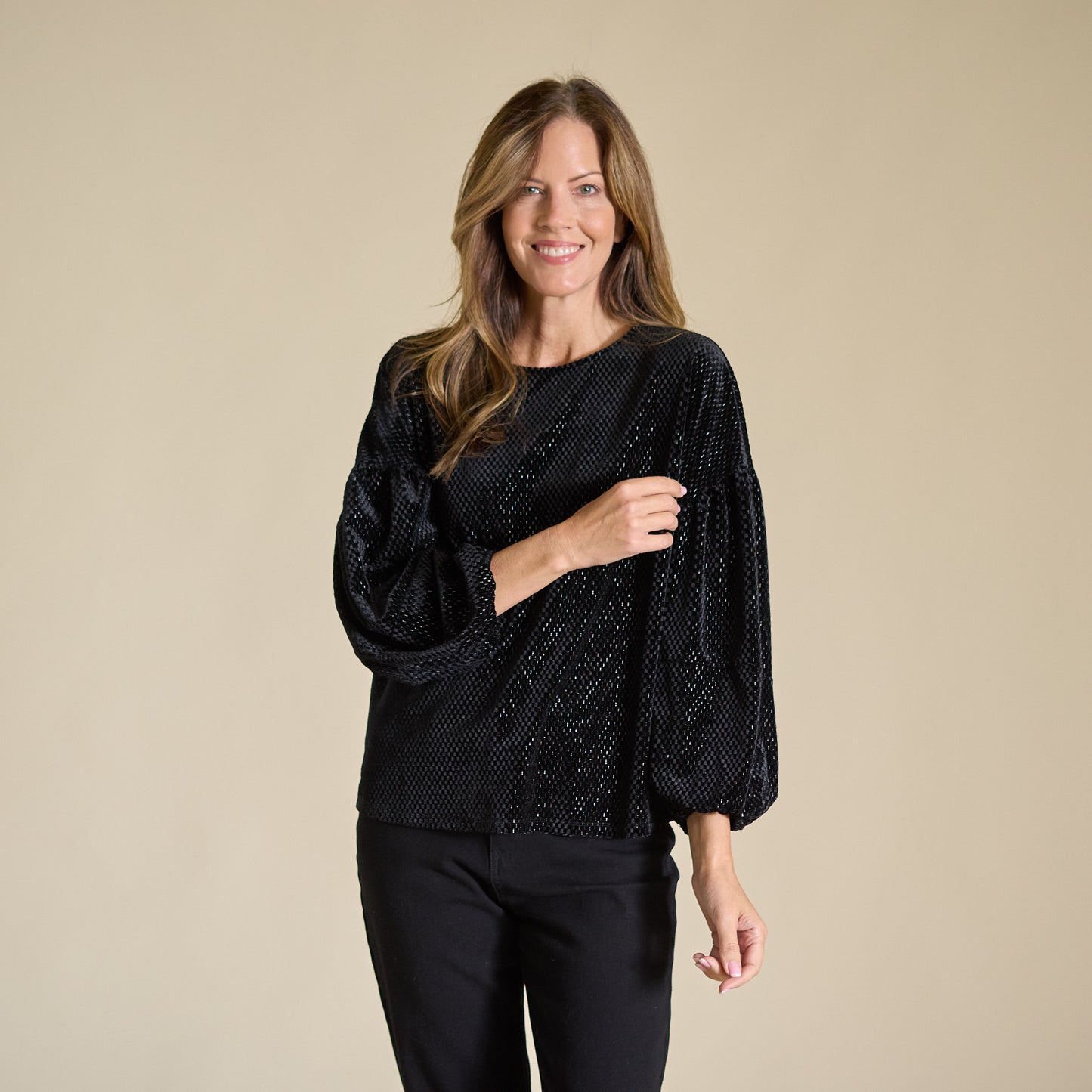 Sparkle Velvet Long Sleeve Top