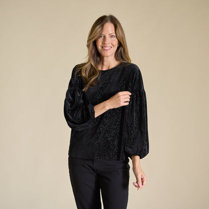 Sparkle Velvet Long Sleeve Top