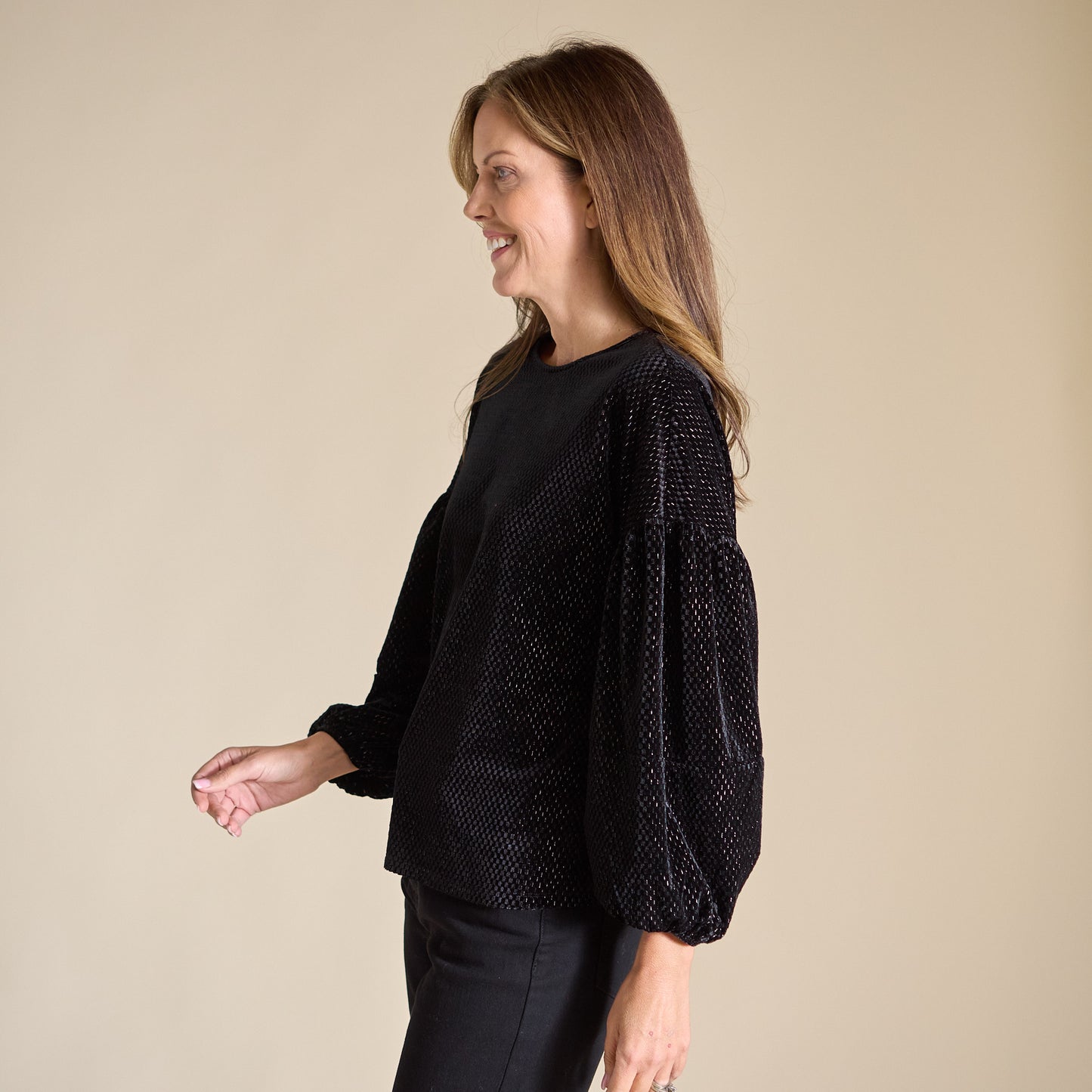 Sparkle Velvet Long Sleeve Top