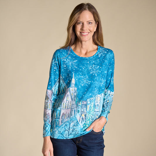 Winter Scenic Print Long Sleeve Tee