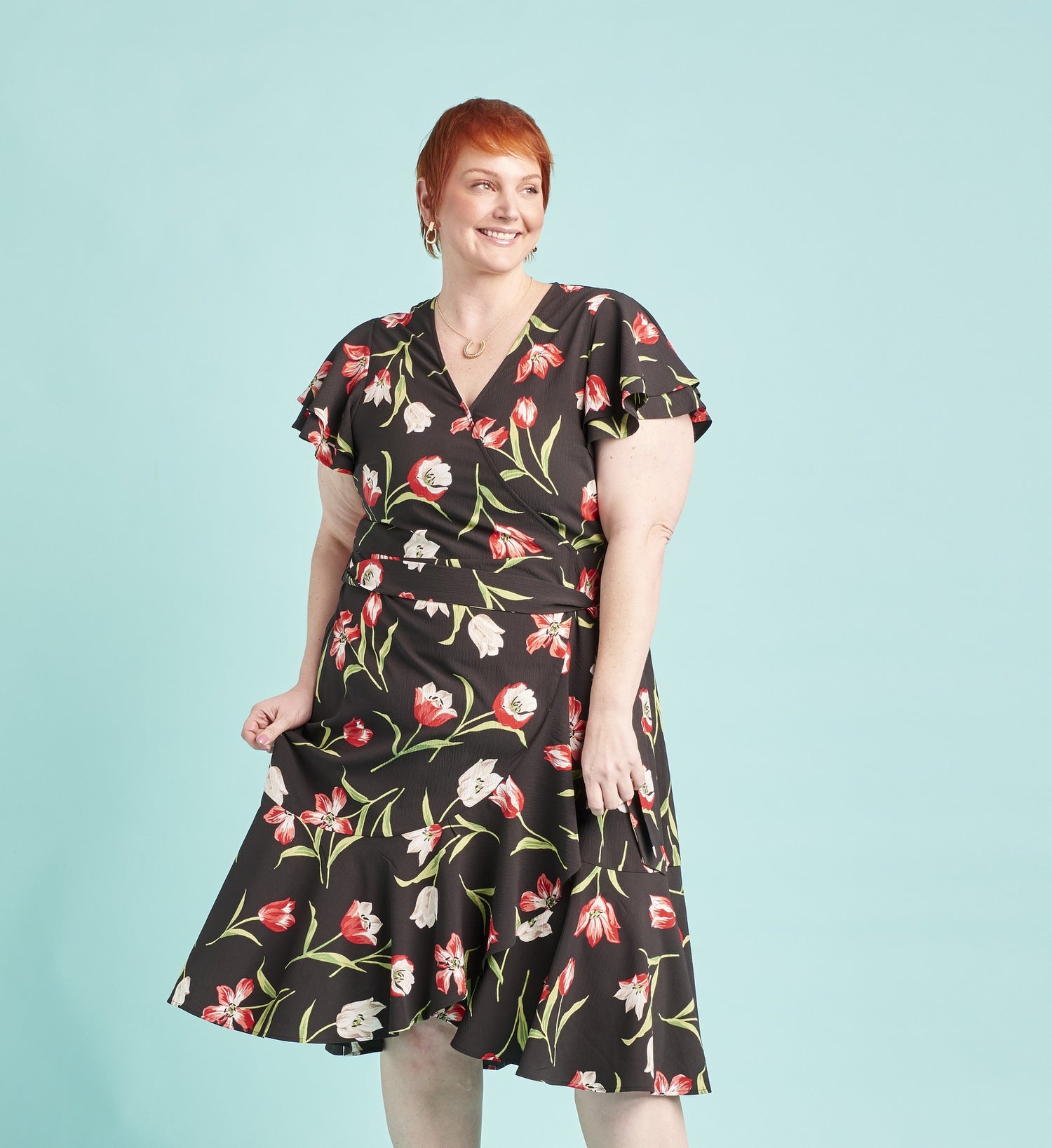 Explore our dresses and skirts! Featuring a black floral dress.