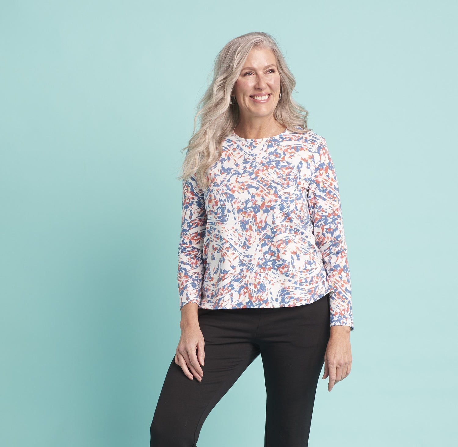 Explore our relaxed restyled collection! Featuring a blue top.